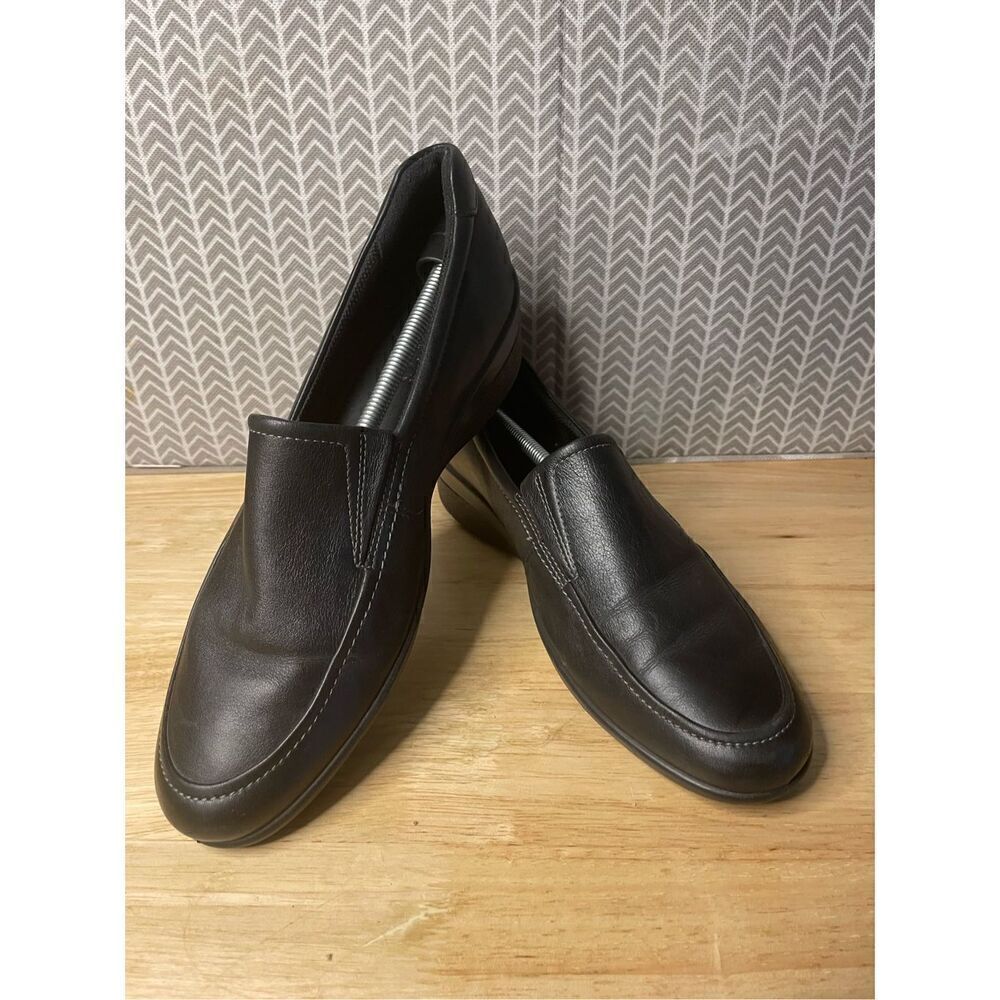 ✅Ecco Black Loafers slip on leather